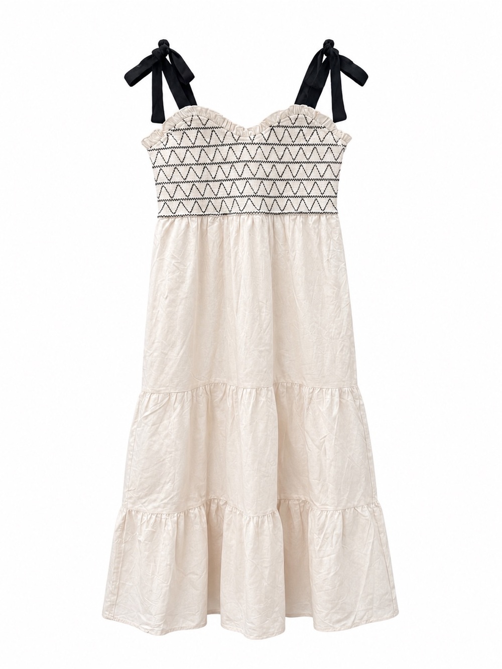 Trixxi Cream and Black Smocked Maxi Dress
